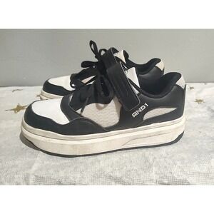 AND1 Girls Black & White Low Platform Court Sneaker US Size 3‎